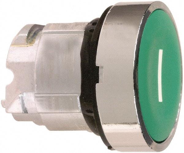 Schneider Electric - 22mm Mount Hole, Flush, Pushbutton Switch Only - Round, Green Pushbutton, Nonilluminated, Momentary (MO) - Exact Tool & Supply