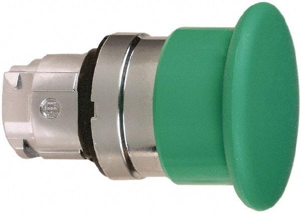 Schneider Electric - 22mm Mount Hole, Extended Mushroom Head, Pushbutton Switch Only - Round, Green Pushbutton, Nonilluminated, Momentary (MO) - Exact Tool & Supply