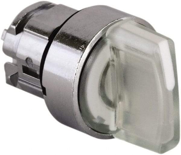 Schneider Electric - 22mm Mount Hole, 3 Position, Handle Operated, Selector Switch - White, Momentary (MO), Illuminated, Shock, Vibration and Water Resistant - Exact Tool & Supply