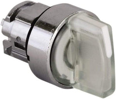 Schneider Electric - 22mm Mount Hole, 3 Position, Handle Operated, Selector Switch - White, Momentary (MO), Illuminated, Shock, Vibration and Water Resistant - Exact Tool & Supply