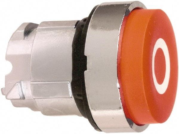 Schneider Electric - 22mm Mount Hole, Extended Straight, Pushbutton Switch Only - Round, Red Pushbutton, Nonilluminated, Momentary (MO) - Exact Tool & Supply