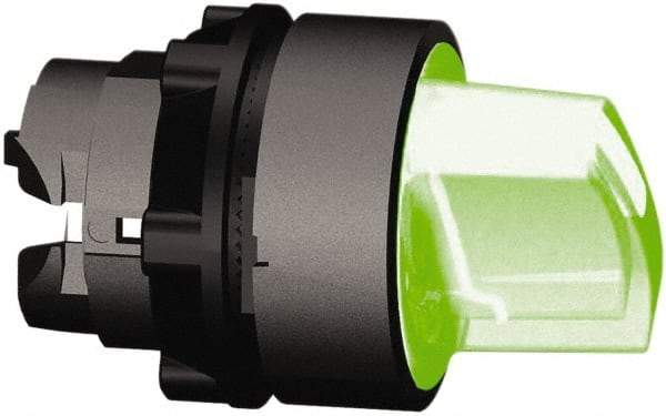 Schneider Electric - 22mm Mount Hole, 2 Position, Handle Operated, Selector Switch Only - Green, Momentary (MO), Illuminated, Shock, Vibration and Water Resistant - Exact Tool & Supply