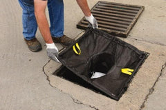 Eagle - 25" Long x 42" Wide, Nonwoven Geo-Textile Barrier Absorbent - 16 x 20" Drain, Black, Use to Seal off Spills From the Environment, Sediment Only - Exact Tool & Supply