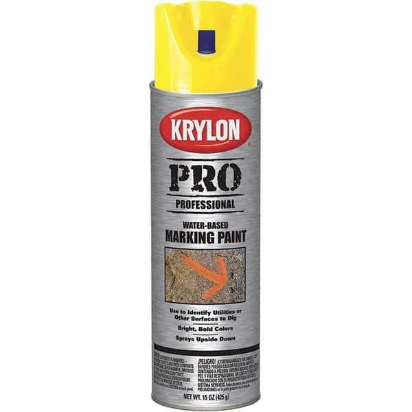 Krylon - 15 fl oz Yellow Marking Paint - Water Base Formula - Exact Tool & Supply