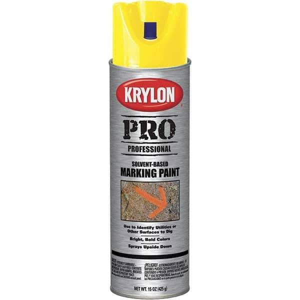 Krylon - 15 fl oz Yellow Marking Paint - Solvent Base Formula - Exact Tool & Supply