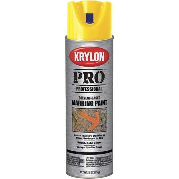 Krylon - 15 fl oz Yellow Marking Paint - Solvent Base Formula - Exact Tool & Supply