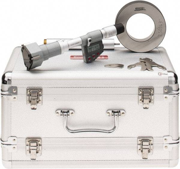 SPI - 2" to 2-1/2", IP65, Carbide Face Chrome Plated Finish, Electronic Inside Micrometer - 0.00005" Resolution, 0.0002" Accuracy, 114" Gage Depth - Exact Tool & Supply