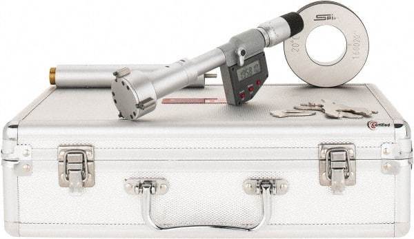 SPI - 1.6" to 2", IP65, Carbide Face Chrome Plated Finish, Electronic Inside Micrometer - 0.00005" Resolution, 0.0002" Accuracy, 97" Gage Depth - Exact Tool & Supply