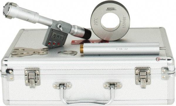 SPI - 1.2" to 1.6", IP65, Carbide Face Chrome Plated Finish, Electronic Inside Micrometer - 0.00005" Resolution, 0.00016" Accuracy, 97" Gage Depth - Exact Tool & Supply