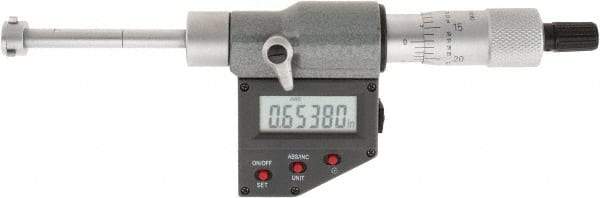 SPI - 0.425" to 0.5", IP65, Carbide Face Chrome Plated Finish, Electronic Inside Micrometer - 0.00005" Resolution, 0.00016" Accuracy, 53.5" Gage Depth - Exact Tool & Supply