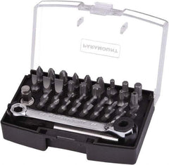 Paramount - 39 Piece, Screwdriver Bit Set - #000 to #3 Phillips, 0.7 to 5mm Hex, T4 to T40 & IP10 to IP27 Torx, #0 to #3 Pozidriv - Exact Tool & Supply