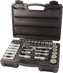 Paramount - 31 Piece 3/8" Drive Chrome Finish Socket Set - 12 Points, 6mm to 24mm Range, Metric Measurement Standard - Exact Tool & Supply