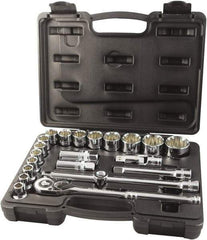 Paramount - 22 Piece 1/2" Drive Chrome Finish Socket Set - 12 Points, 10mm to 32mm Range, Metric Measurement Standard - Exact Tool & Supply