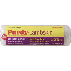 Purdy - 1/2" Nap, 9" Wide Paint Roller Cover - Semi-Smooth to Semi-Rough Texture, 100% Lambswool - Exact Tool & Supply