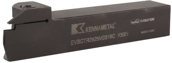 Kennametal - 16mm Max Depth, 3mm to 3mm Width, External Right Hand Indexable Grooving/Cutoff Toolholder - Exact Tool & Supply