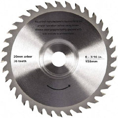 QEP - 6-3/16" Diam, 20mm Arbor Hole Diam, 36 Tooth Wet & Dry Cut Saw Blade - Tungsten Carbide-Tipped, Crosscut Action, Standard Round Arbor - Exact Tool & Supply