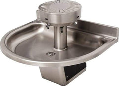 Acorn Engineering - Semi-Circular, Infrared Sensor, Wall Outlet Drain, 38" Diam, 3 Person Capacity, Stainless Steel, Wash Fountain - 0.5 GPM - Exact Tool & Supply