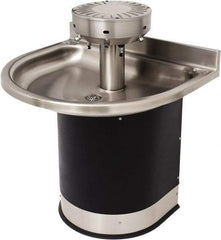 Acorn Engineering - Semi-Circular, Infrared Sensor, Wall Outlet Drain, 38" Diam, 4 Person Capacity, Stainless Steel & Vinylclad Galvanized Steel, Wash Fountain - 0.5 GPM - Exact Tool & Supply
