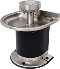 Acorn Engineering - Semi-Circular, Foot-Controlled, Wall Outlet Drain, 38" Diam, 3 Person Capacity, Stainless Steel & Vinylclad Galvanized Steel, Wash Fountain - 0.5 GPM - Exact Tool & Supply