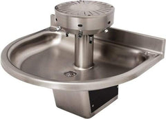 Acorn Engineering - Semi-Circular, Infrared Sensor, Wall Outlet Drain, 38" Diam, 4 Person Capacity, Stainless Steel, Wash Fountain - 0.5 GPM - Exact Tool & Supply