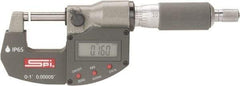 SPI - 0 to 1" Range, 0.00005" Resolution, Double Ratchet IP65 Electronic Outside Micrometer - 0.0001" Accuracy, Ratchet-Friction Thimble, Carbide Face, CR2032 Battery, Includes NIST Traceable Certification of Inspection - Exact Tool & Supply