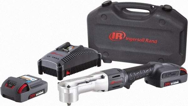 Ingersoll-Rand - 3/8" Drive 20 Volt Angled Cordless Impact Wrench & Ratchet - 1,900 RPM, 3,000 BPM, 180 Ft/Lb Torque, 2 Lithium-Ion Batteries Included - Exact Tool & Supply