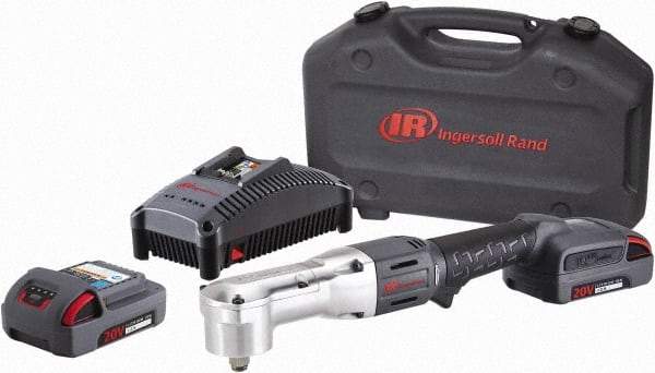 Ingersoll-Rand - 1/2" Drive 20 Volt Angled Cordless Impact Wrench & Ratchet - 1,900 RPM, 3,000 BPM, 180 Ft/Lb Torque, 2 Lithium-Ion Batteries Included - Exact Tool & Supply