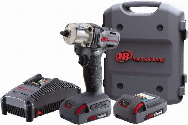 Ingersoll-Rand - 1/2" Drive 20 Volt Pistol Grip Cordless Impact Wrench & Ratchet - 1,700 RPM, 2,900 BPM, 160 Ft/Lb Torque, 2 Lithium-Ion Batteries Included - Exact Tool & Supply