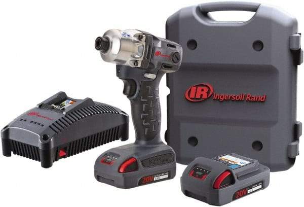 Ingersoll-Rand - 1/4" Drive 20 Volt Pistol Grip Cordless Impact Wrench & Ratchet - 1,900 RPM, 2,800 BPM, 160 Ft/Lb Torque, 2 Lithium-Ion Batteries Included - Exact Tool & Supply