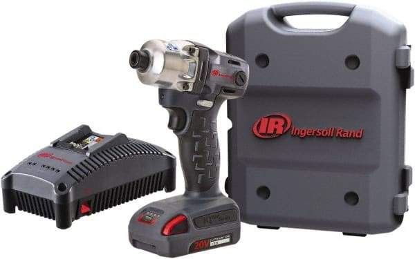 Ingersoll-Rand - 1/4" Drive 20 Volt Pistol Grip Cordless Impact Wrench & Ratchet - 1,900 RPM, 2,800 BPM, 160 Ft/Lb Torque, 1 Lithium-Ion Battery Included - Exact Tool & Supply