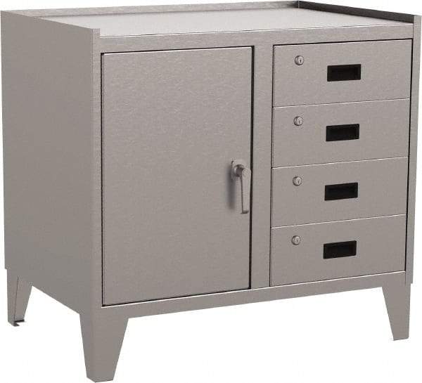 Jamco - 2 Shelf Locking Storage Cabinet - Stainless Steel, 36" Wide x 24" Deep x 34" High - Exact Tool & Supply