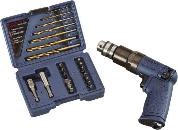 Ingersoll-Rand - 1/4" Reversible Keyed Chuck - Pistol Grip Handle, 1,875 RPM, 16.2 CFM, 0.25 hp, 90 psi - Exact Tool & Supply
