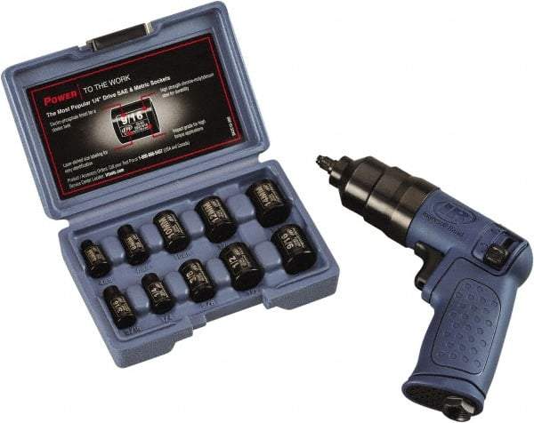 Ingersoll-Rand - 1/4" Drive, 14,500 RPM, 55 Ft/Lb Torque Impact Wrench Set - Pistol Grip Handle, 3,650 IPM, 13 CFM, 90 psi, 1/4" NPTF Inlet - Exact Tool & Supply