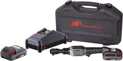 Ingersoll-Rand - 1/2" Drive 20 Volt Angled Cordless Impact Wrench & Ratchet - 225 RPM, 54 Ft/Lb Torque, 2 Lithium-Ion Batteries Included - Exact Tool & Supply