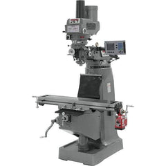 Jet - 9" Table Width x 49" Table Length, Variable Speed Pulley Control, 3 Phase Knee Milling Machine - R8 Spindle Taper, 3 hp - Exact Tool & Supply