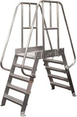 Cotterman - 80" 6 Step Crossover Bridge - Spacesaver, 500 Lb Capacity, 32" Base Width x 32" Base Depth, Grip Strut - Exact Tool & Supply