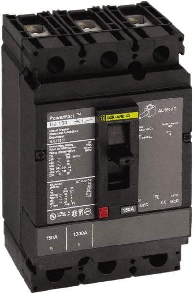 Square D - 45 Amp, 250 VDC, 600 VAC, 3 Pole, Panel Mount Molded Case Circuit Breaker - Thermal Magnetic Trip, Multiple Breaking Capacity Ratings, 14-3/0 AWG - Exact Tool & Supply