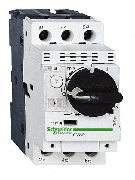 Schneider Electric - 2.50 Amp, 690 VAC at 50/60 Hz, 3 Pole, Bolt On, Clip Motor Circuit Breaker - Thermal Magnetic Trip, Multiple Breaking Capacity Ratings, 97mm Deep x 89mm High x 45mm Wide - Exact Tool & Supply