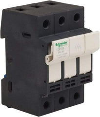 Schneider Electric - 3 Pole, 600 Volt, 32 Amp, DIN Rail Mount Fuse Holder - Compatible with 38mm Long x 52mm Wide and 10mm Diameter Fuse - Exact Tool & Supply