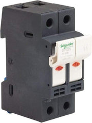 Schneider Electric - 2 Pole, 600 Volt, 32 Amp, DIN Rail Mount Fuse Holder - Compatible with AM,GG Class, 38mm Long x 35mm Wide and 10mm Diameter Fuse - Exact Tool & Supply