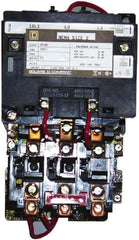 Square D - 550 Coil VAC at 50 Hz, 600 Coil VAC at 60 Hz, 45 Amp, NEMA Size 2, Nonreversible Open Enclosure NEMA Motor Starter - 3 Phase hp: 10 at 200 VAC, 15 at 230 VAC, 25 at 460 VAC, 25 at 575 VAC - Exact Tool & Supply