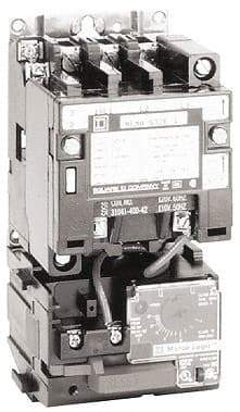 Square D - 110 Coil VAC at 50 Hz, 120 Coil VAC at 60 Hz, 27 Amp, NEMA Size 1, Nonreversible Open Enclosure NEMA Motor Starter - 3 Phase hp: 10 at 460 VAC, 10 at 575 VAC, 7-1/2 at 200 VAC, 7-1/2 at 230 VAC - Exact Tool & Supply