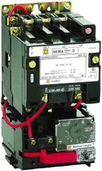 Square D - 440 Coil VAC at 50 Hz, 480 Coil VAC at 60 Hz, 18 Amp, Nonreversible Open Enclosure NEMA Motor Starter - 3 Phase hp: 3 at 200 VAC, 3 at 230 VAC, 5 at 460 VAC, 5 at 575 VAC - Exact Tool & Supply