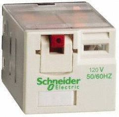 Schneider Electric - 3,750 VA Power Rating, Electromechanical Plug-in General Purpose Relay - 15 Amp at 250 VAC & 28 VDC, 4CO, 120 VAC - Exact Tool & Supply