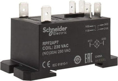 Schneider Electric - 7,500 VA Power Rating, Electromechanical Plug-in General Purpose Relay - 20 Amp at 28 VDC, 25 at 28 VDC, 30 at 250/277 VAC, 2NO, 230 VAC - Exact Tool & Supply