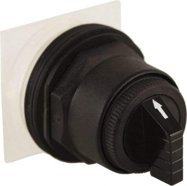 Schneider Electric - 30mm Mount Hole, 3 Position, Knob and Pushbutton Operated, Selector Switch Only - Black, Momentary (MO), without Contact Blocks, Anticorrosive, Weatherproof, Dust and Oil Resistant - Exact Tool & Supply