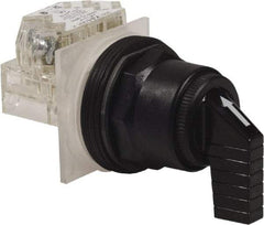 Schneider Electric - 1.18 Inch Mount Hole, 3 Position, Knob and Pushbutton Operated, Selector Switch - Black, Momentary (MO), Anticorrosive, Weatherproof, Dust and Oil Resistant - Exact Tool & Supply