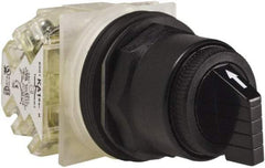 Schneider Electric - 1.18 Inch Mount Hole, 3 Position, Knob and Pushbutton Operated, Selector Switch - Black, Maintained (MA), Anticorrosive, Weatherproof, Dust and Oil Resistant - Exact Tool & Supply