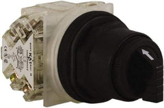 Schneider Electric - 1.18 Inch Mount Hole, 3 Position, Knob and Pushbutton Operated, Selector Switch - Black, Maintained (MA), Anticorrosive, Weatherproof, Dust and Oil Resistant - Exact Tool & Supply