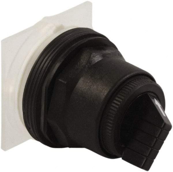 Schneider Electric - 30mm Mount Hole, 2 Position, Knob and Pushbutton Operated, Selector Switch Only - Black, Maintained (MA), without Contact Blocks, Anticorrosive, Weatherproof, Dust and Oil Resistant - Exact Tool & Supply